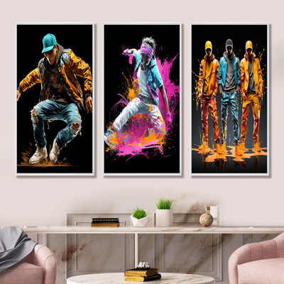 Urban Rhythms Breakdance Evolution I - ensemble de 3 reproductions d'art sur toile