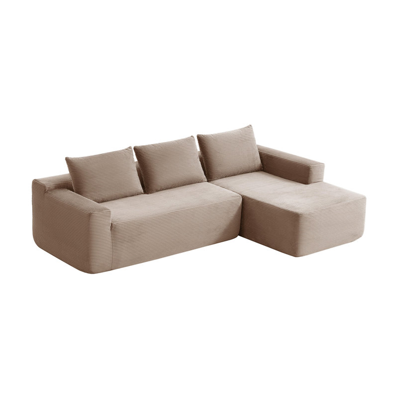 Aura 105" W x 38" D x 31" H Corduroy Reversible Modular Sectional Sofa