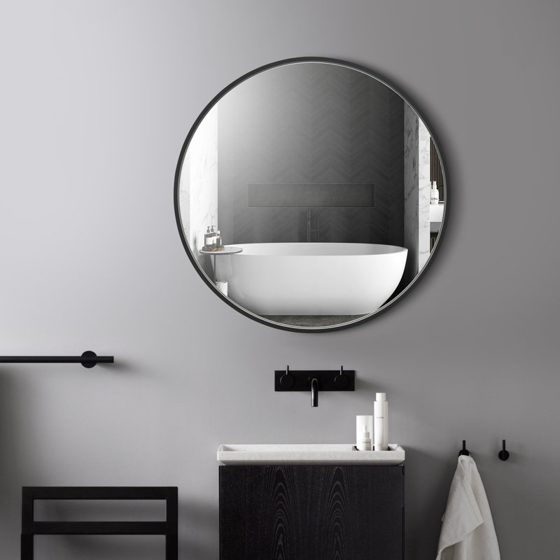 Miroir de salle de bain rond, Or, 32 po x 32 po