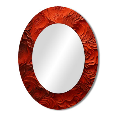 Volcanic Red Fusion Vector 2 - Modern Oval Wall Mirror