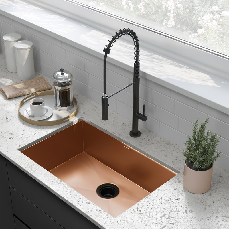 Tourner 27 x 19 Stainless Steel, Single Basin, Undermount Kitchen Sink, Rose Gold