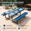 Tables de patio commerciales, bleu acier 72 x 73 x 31 pouces, pique-nique moderne