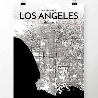 Los Angeles City Map - Graphic Art Print on Paper