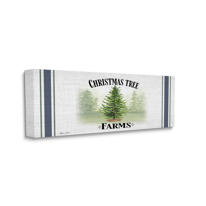 Arbre de Noël charmant, arbre de Noël, rayures et bleu ferme par Sheri Hart-impression d’art graphique, Toile