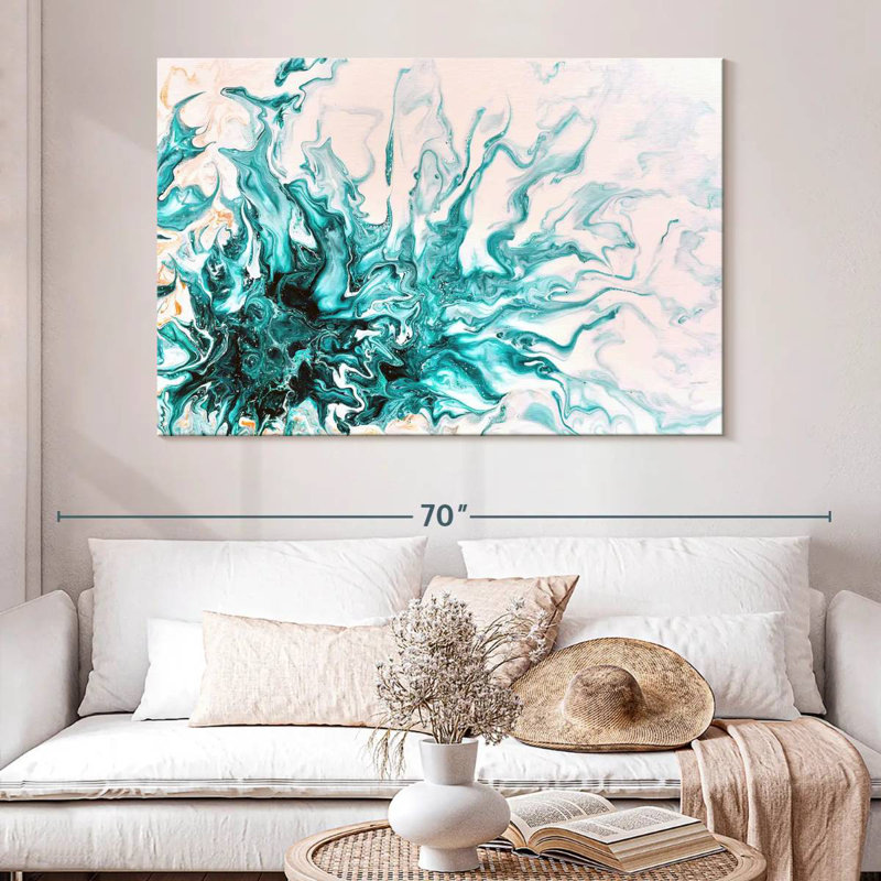 Avery Turquoise Dynamic Abstract, 34" H x 51" W