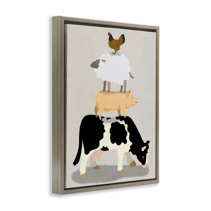 Cadre flottant Farm Stack sur beige, design par Marcus Prime, H 31 po x l 25 po, Cadre flottant orme Montalcino