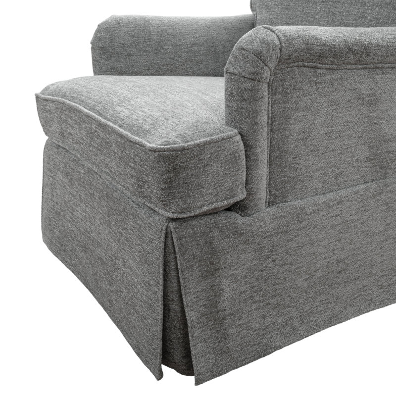28'' Wide Swivel Upholstered Accent Armchair, Gray Chenille