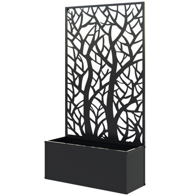 Metal Garden Bed With Trellis For Climbing Plants, Freestanding Or Wall Mounted Flower Bed For Garden, Patio, Balcony