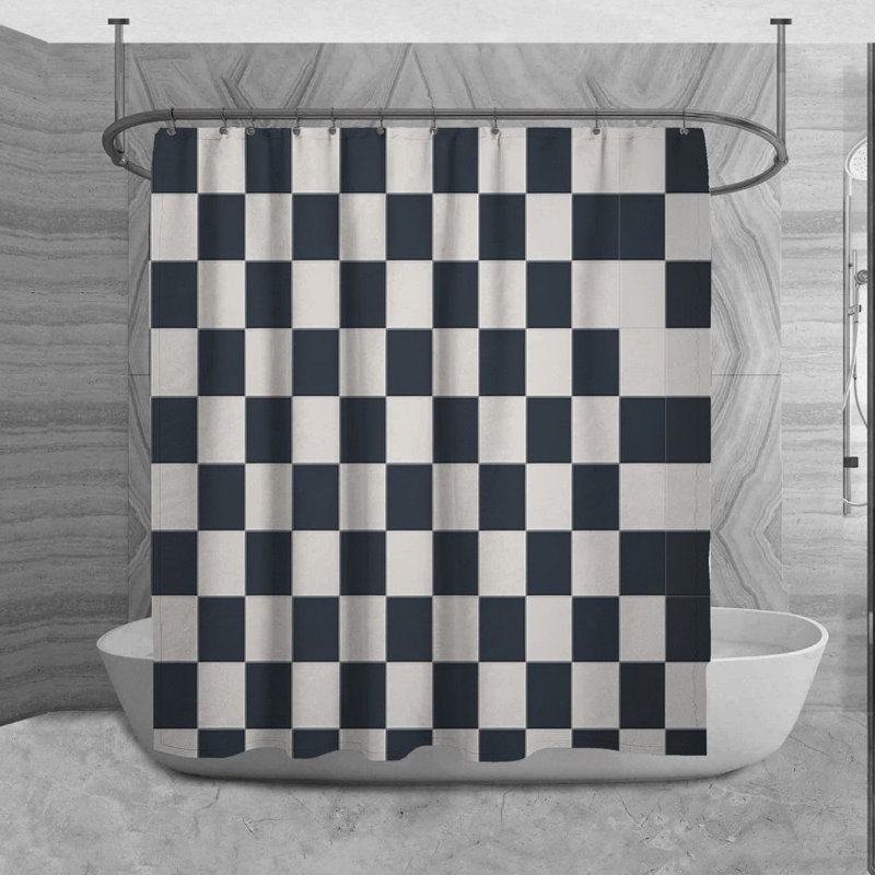 Ahearne Checkered Shower Curtain, 93" H x 70" W