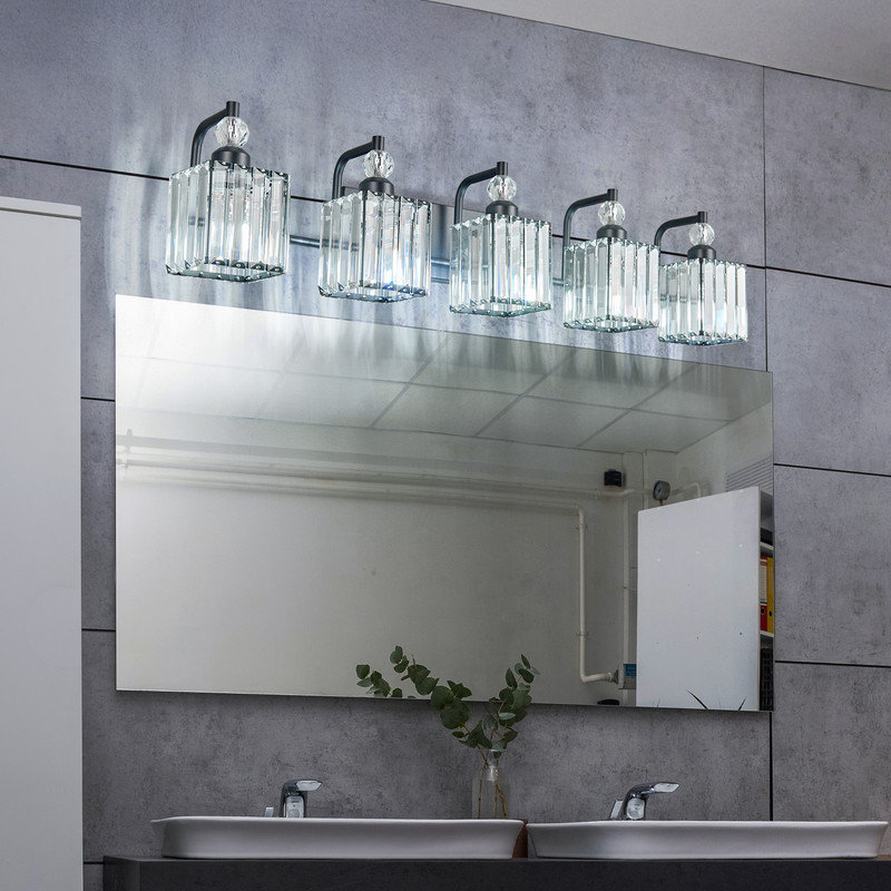 Éclairage pour meuble-lavabo à intensité variable Adoniram, Noir, 5 lumières