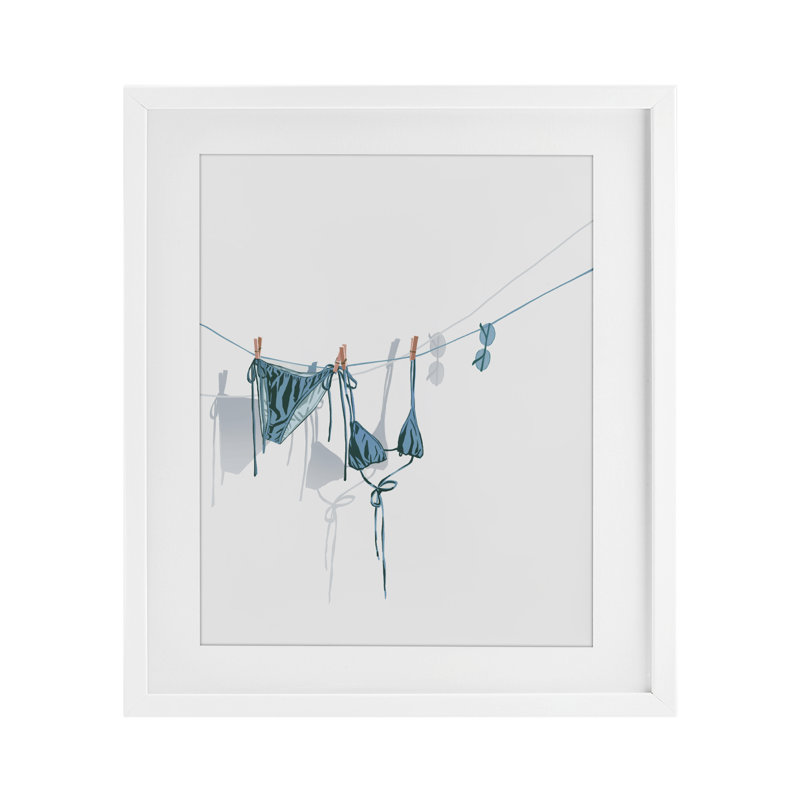 «Teal Bikini» sur corde à linge, reproduction encadrée sous verre, conception de Ziwei Li, 21 x 17