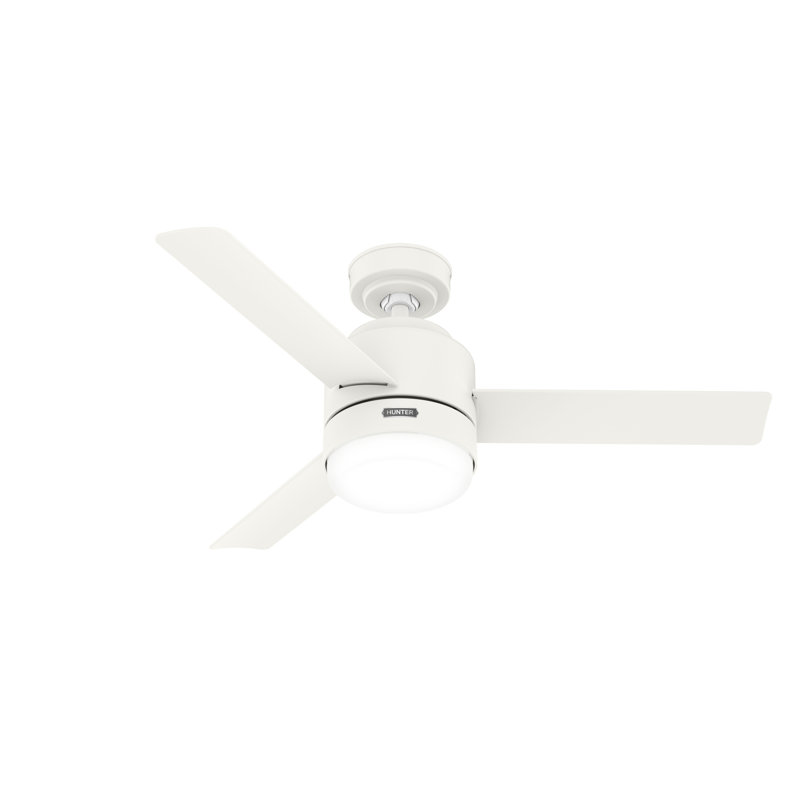 44" Gilmour 3 - Blade Damp Rated Ceiling Fan with LED Light Kit and Handheld Remote, Matte White