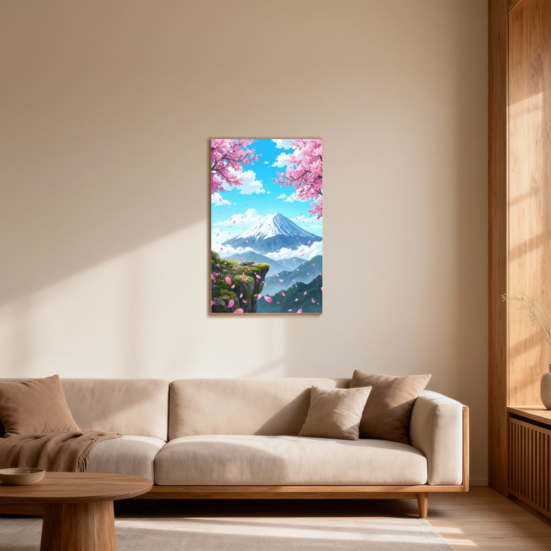 Plantes et fleurs Mont Fuji Cherry Blossom Sky Paysage Printemps Pétales Nuage Montagne, H 24 po x l 36 po
