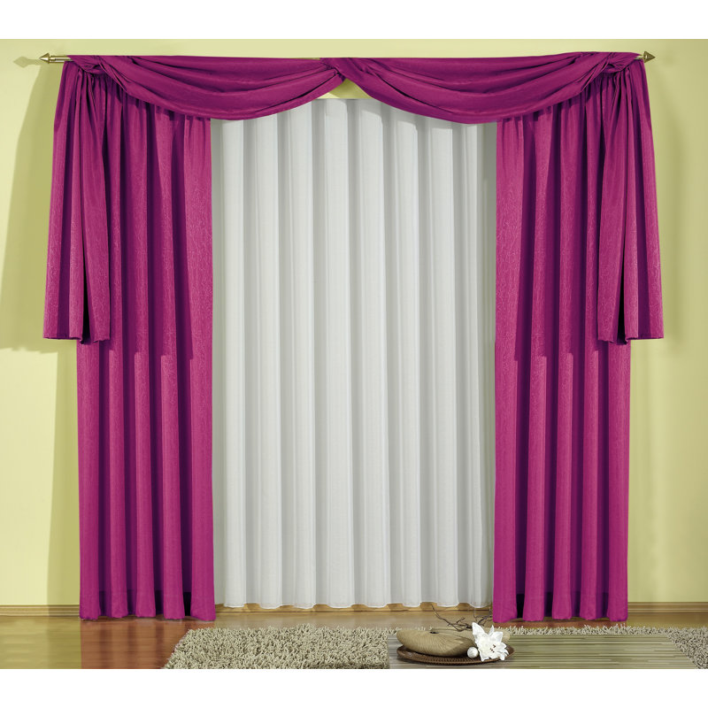 Friedland Synthetic Window Scarf, Single Panel, Opaque, Pink, 300cm Width x 135cm Drop
