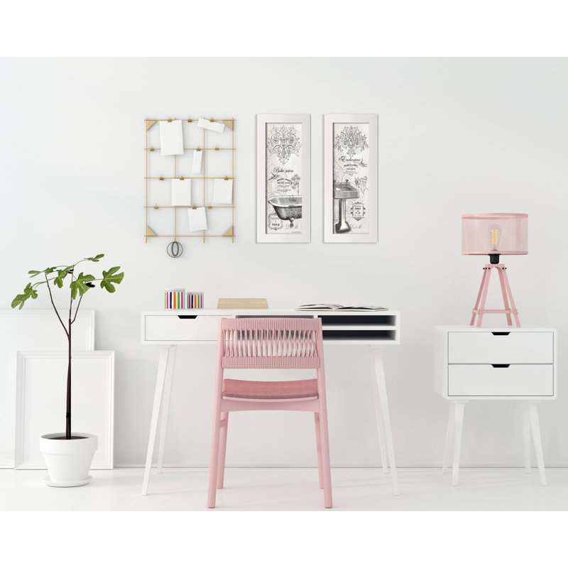 «rétro-griffe française-griffe et panneau d’évier-2 pièces, ensemble de 2 reproductions d’art sur papier
