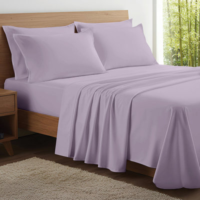 100% Organic Viscose From Bamboo Sheets Set, 300 Thread Count, 4-pc Set, Luxury Cooling Sheets, Deep Pockets - Gift-Ready Packaging, Short Queen Size (Lavender)