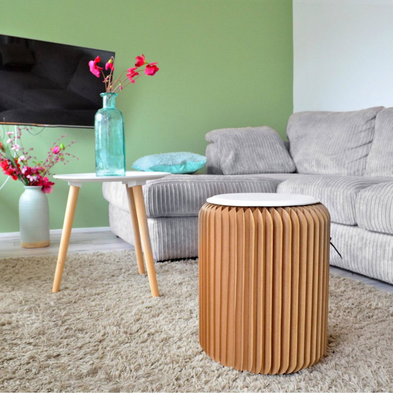 Cardboard Accent Stool, Brown
