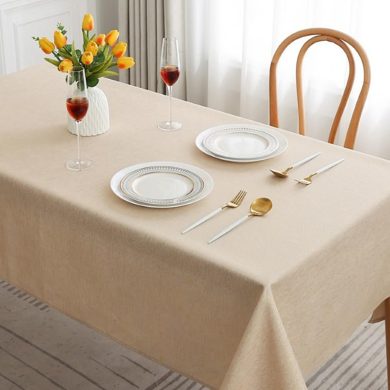 Home Decorative Glitter Rectangular Round Tablecloth Washable Table Cover, Gold, 58" L x 58" W