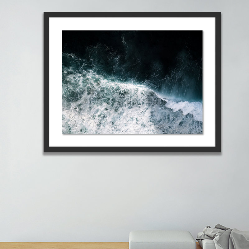 Wave Break 3 Print by Michael Schauer, 19" H x 24" W x 1.5" D, Black