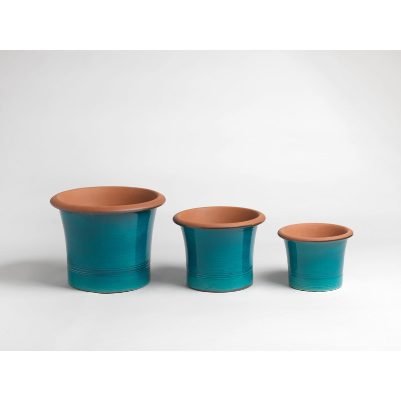 Flared Planter, 34" H x 36" W x 36" D, Turquoise Green/Orange