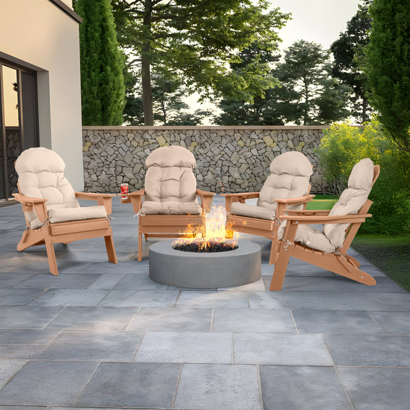 4 PCS Outdoor Adirondack Chair Seat and Back Cushion, Brown