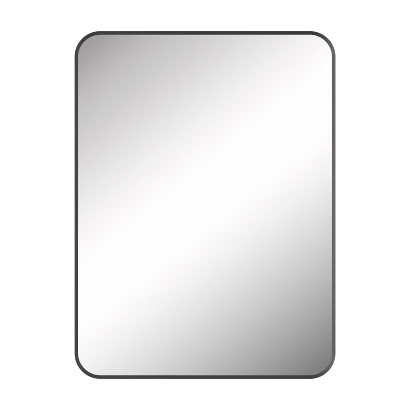 Armoire à pharmacie encastrée ou à surface en aluminium noir avec miroir et 3 tablettes réglables en verre
