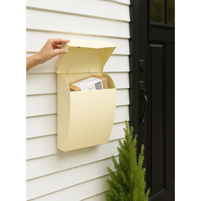 Bradley Metal Wall Mounted Mailbox, Cream