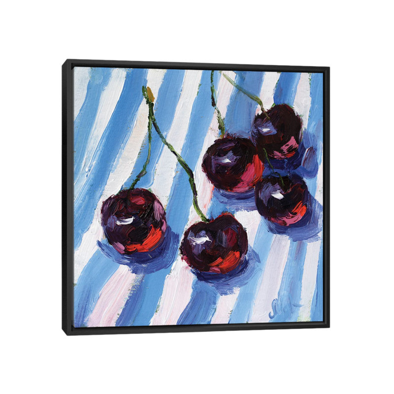 «Cherries Still Life», reproduction d'art murale encadrée, H 26 po x l 26 po, Reproduction encadrée sans passe-partout, Noir