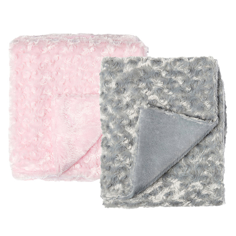 Paquet de 2 couvertures pour bébé, Rose