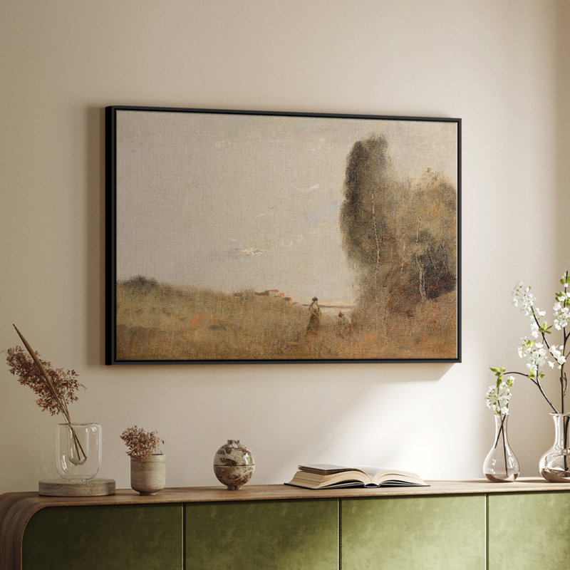 «Vintage Landscape -Dxxi» sur, Toile avec cadre flottant noir, H 27 po x l 41 po