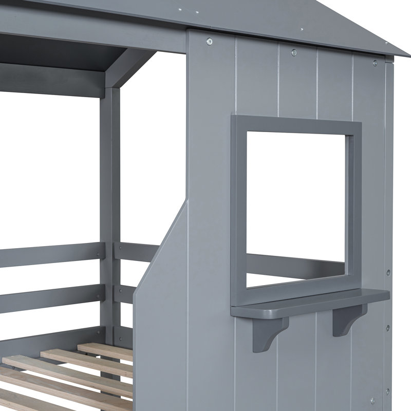 Grey Solid Wood Bunk Bed With Twin Over Configuration In - Built To Last