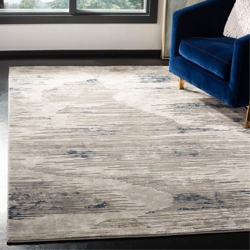 Ismael Abstract Ivory Area Rug, Rectangle 6'7" x 9'