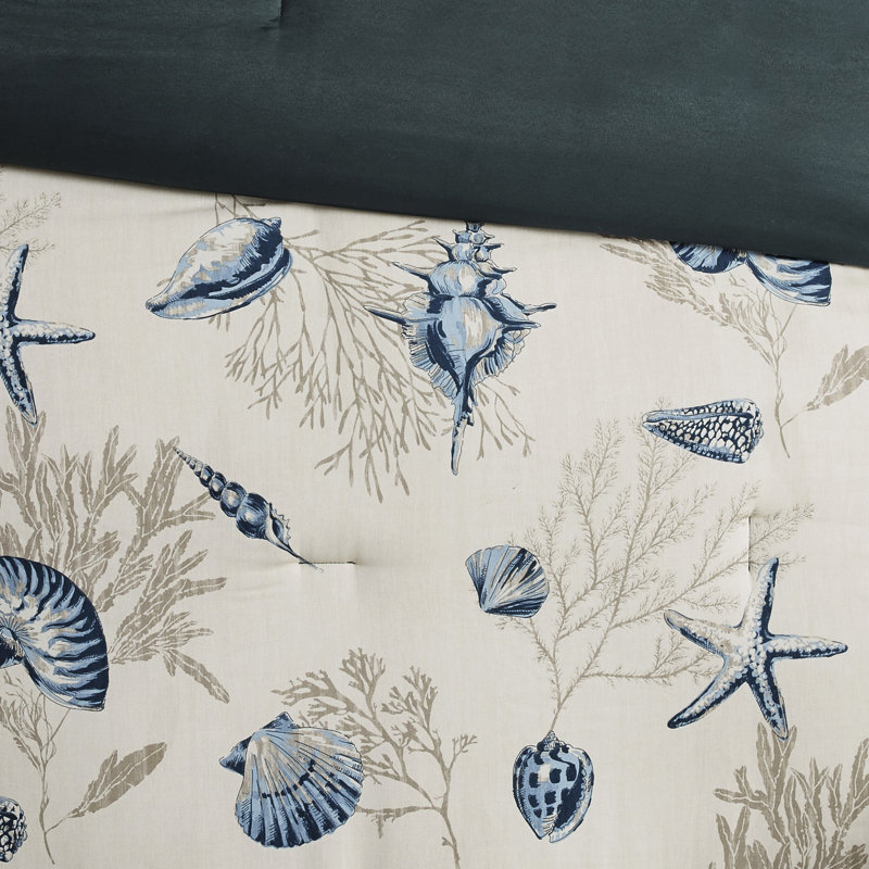 Édredon 7 pièces - bleu pour très grand coton avec imprimé décoratif, Édredon de très grande taille et 6 pièces suppl