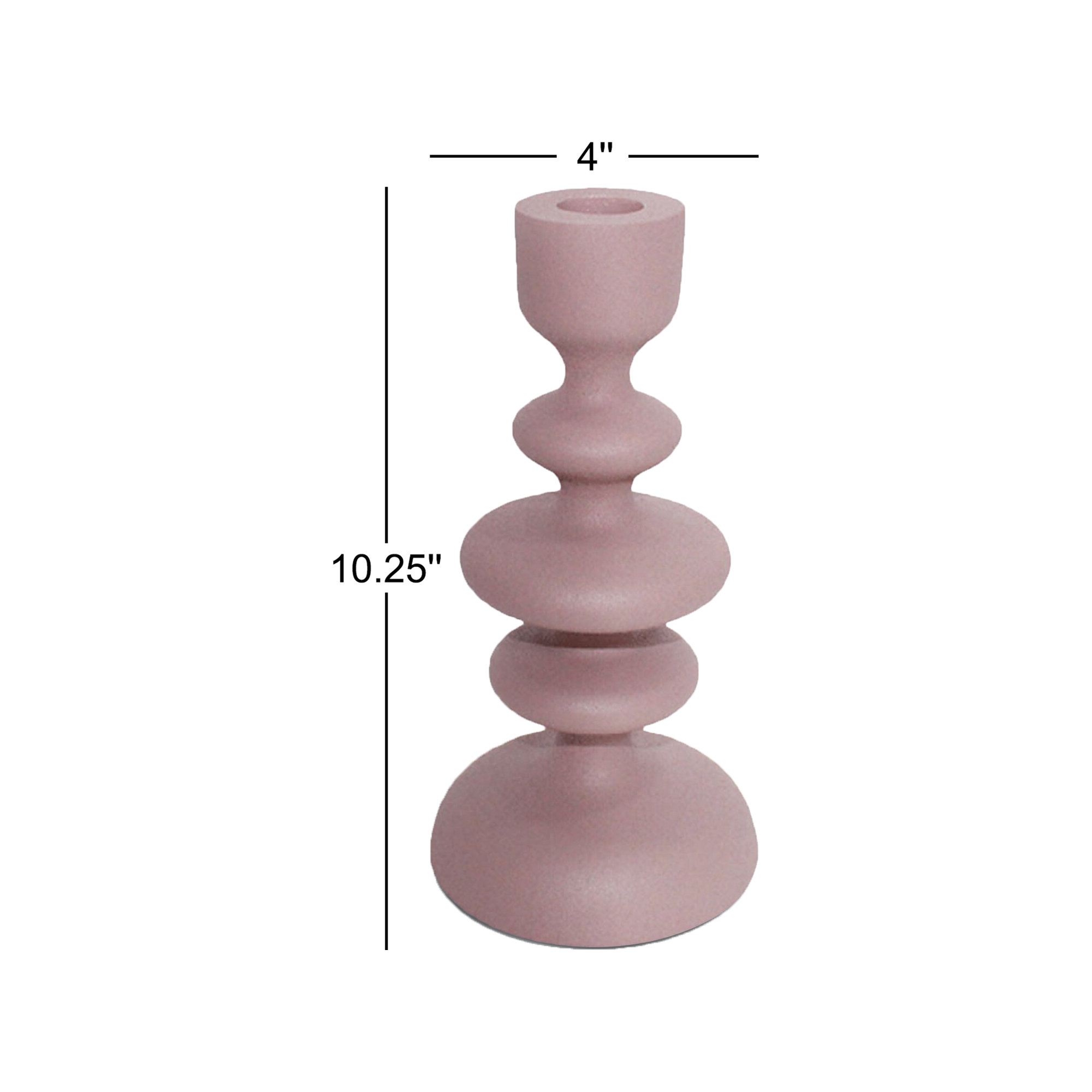 Giedre Aluminum Tabletop Candlestick, 10.25" H x 4" W x 4" D, Pink