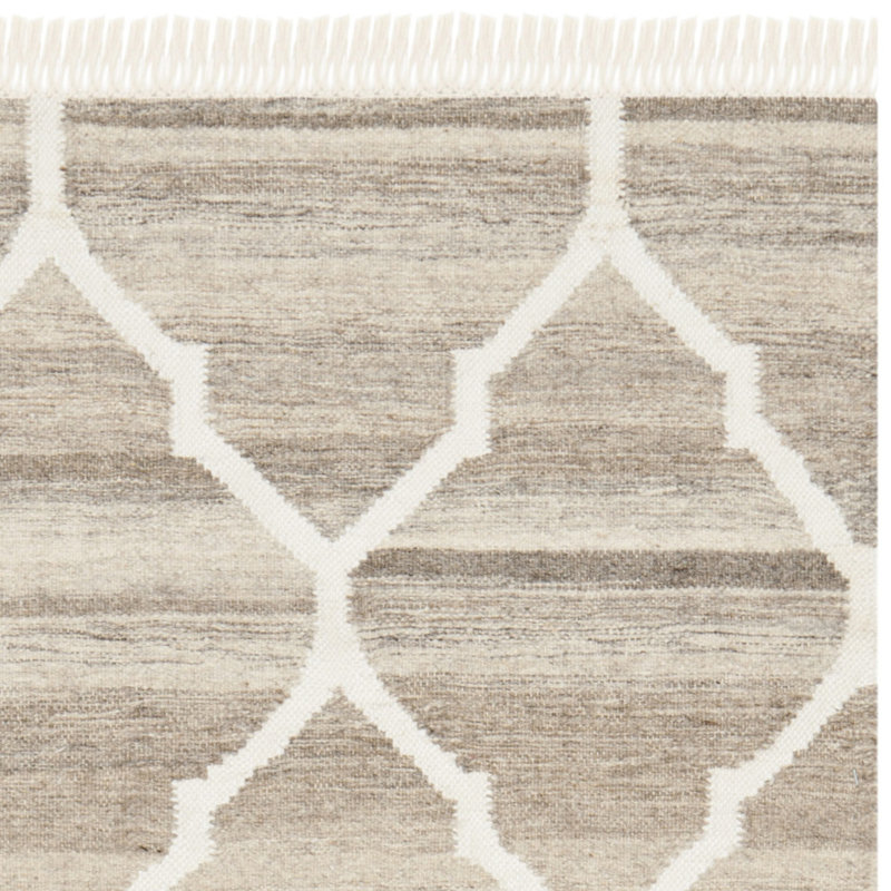 Handmade Gray Wool and Viscose Geometric Area Rug