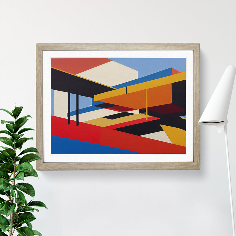 Abstract Bauhaus Vol.4 - Framed Print, 25cm H x 34cm W x 2cm D, Oak