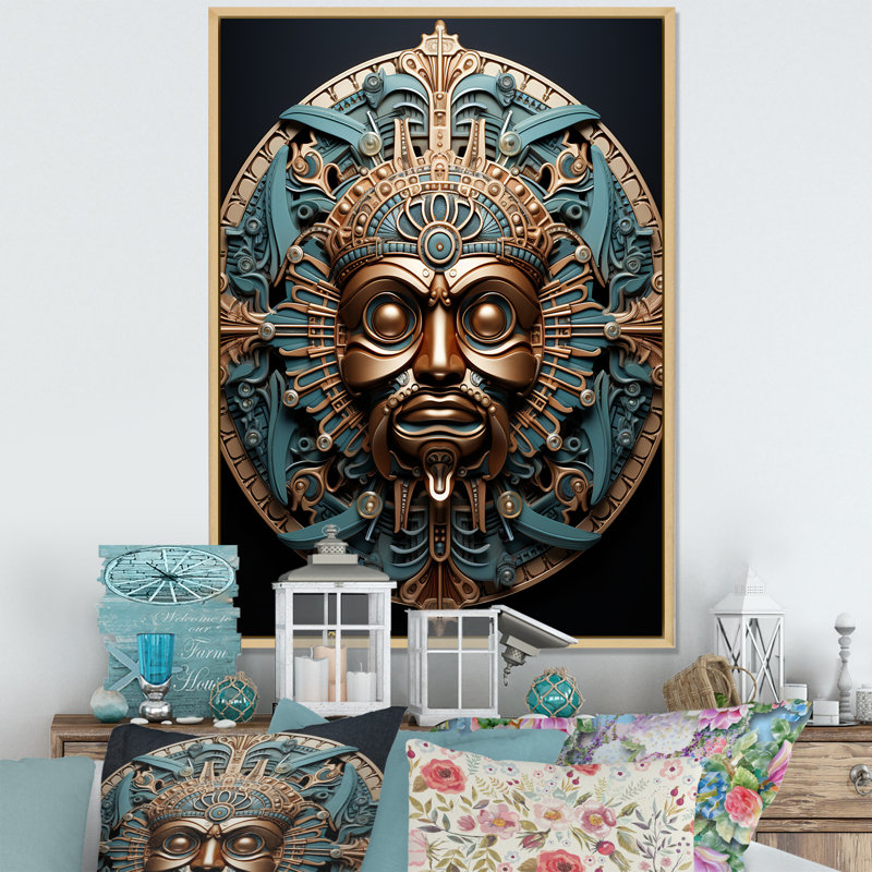 Native Force Mask II - reproduction sur toile, H 32 po x l 16 po x P 1 po, Cadre naturel flottant