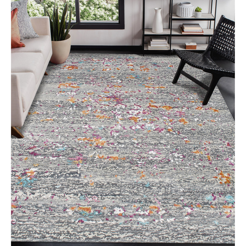 Essence Abstract Area Rug in Pink, Rectangle 10' x 14'