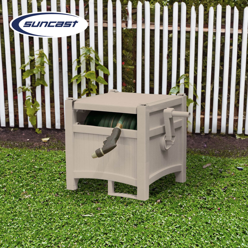 Suncast Taupe Resin 100-Foot Garden Hose Reel Hideaway