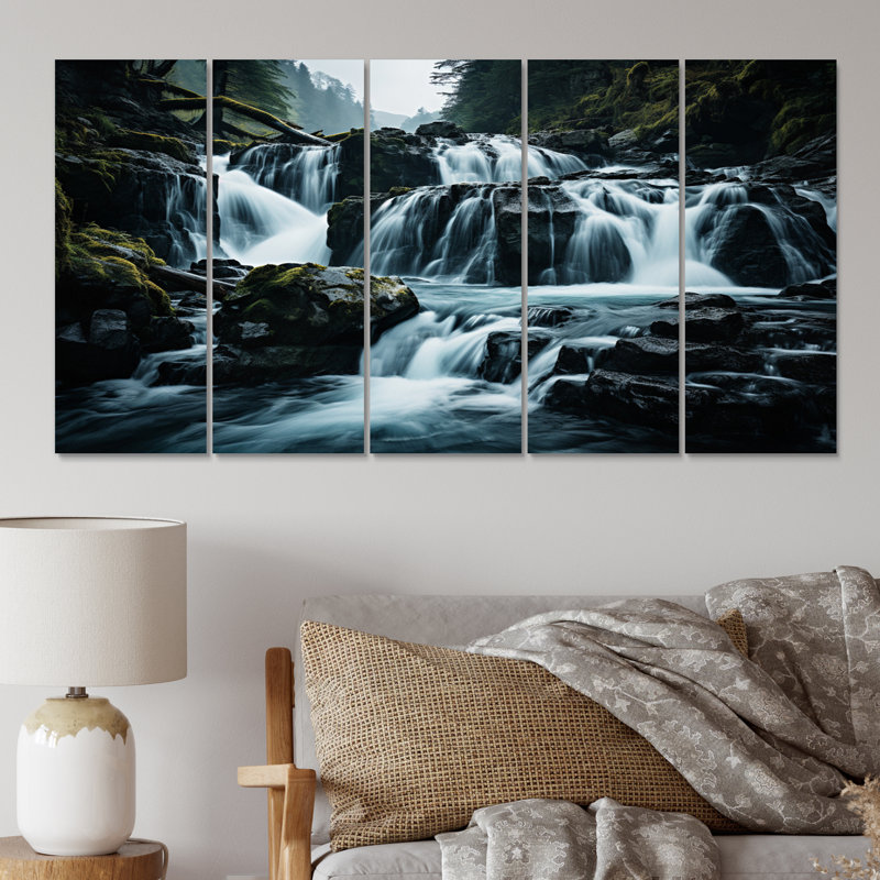 Cascade éternelle II - impression sur toile de paysages - 5 panneaux égaux
