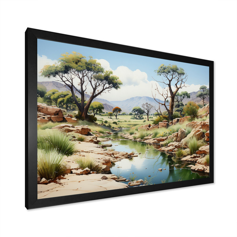 Baobab Serenity Oasis - impression, Cadre photo noir, H 24 po x l 32 po x P 1 po