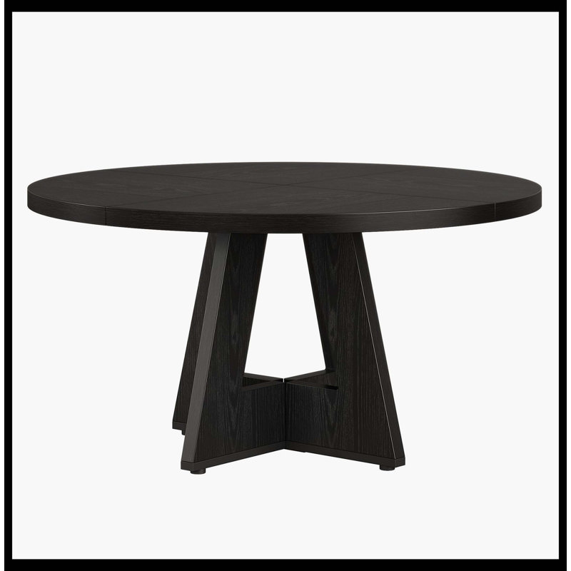 Table de salle à manger ronde pour table de cuisine en bois de 4 po et 47 po, Noir