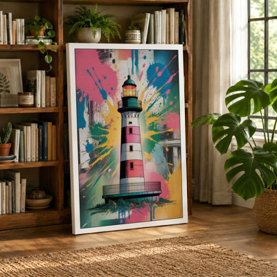 Lighthouse Bursting Modern - Wrapped Canvas