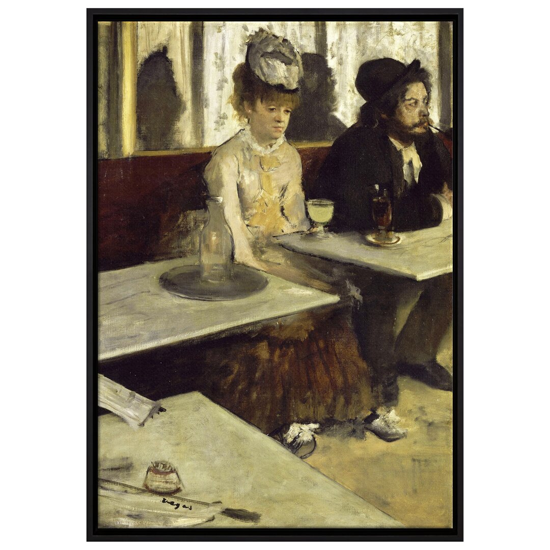 Gerahmtes Leinwandbild In a Café von Edgar Degas