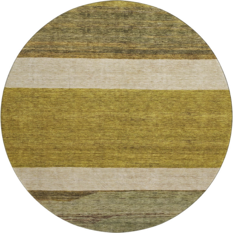 Premium Machine Washable Marasco AMF1624 Stripes Rug, Round 8'