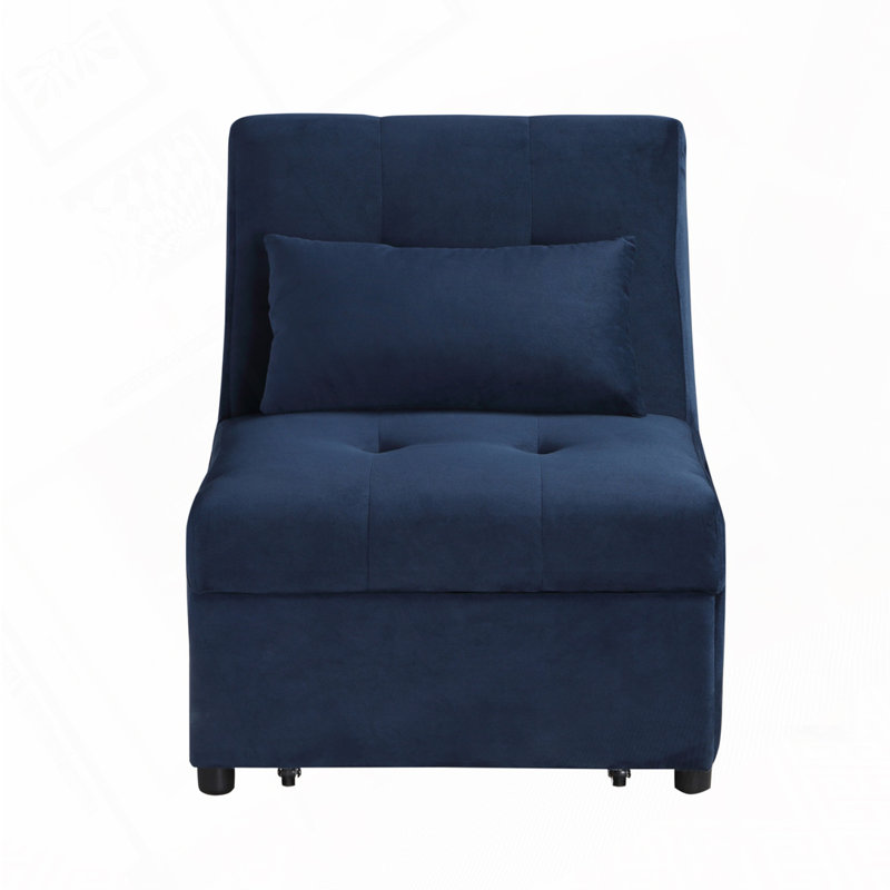Fauteuil convertible en velours capitonné, Bleu très foncé