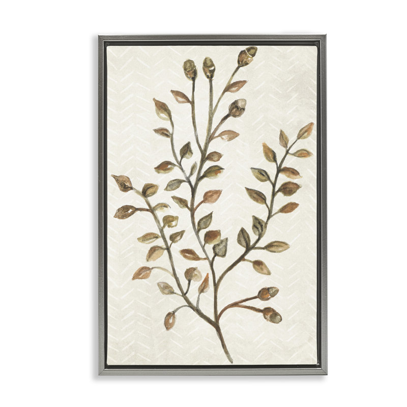 «Garden Botanics Sprig», toile flottante encadrée par Janice Gaynor, Cadre flottant gris lustré, H 25 po x l 17 po