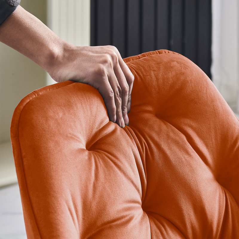 Velvet Tufted Upholstered Armchair Runge 50cm H, Orange