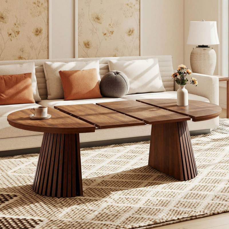 Table basse ovale extensible 31 "à 55", noyer