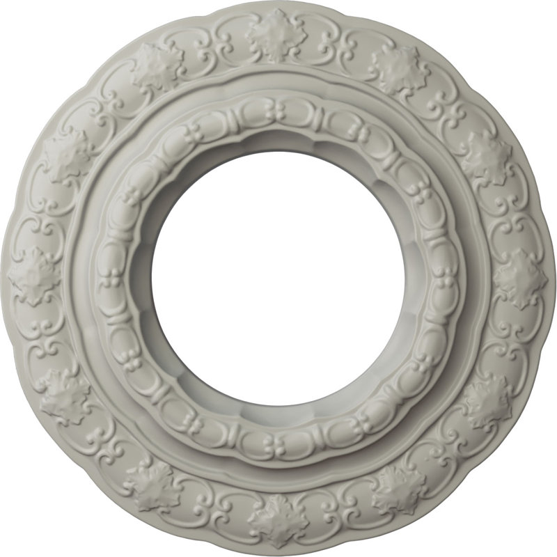 Médaillon de plafond Endurathane Lisbon, DE 15 3/8 po x P 7 po x P 1 po (convient aux auvents jusqu'à 7 po), pot peint à la main de finition crème